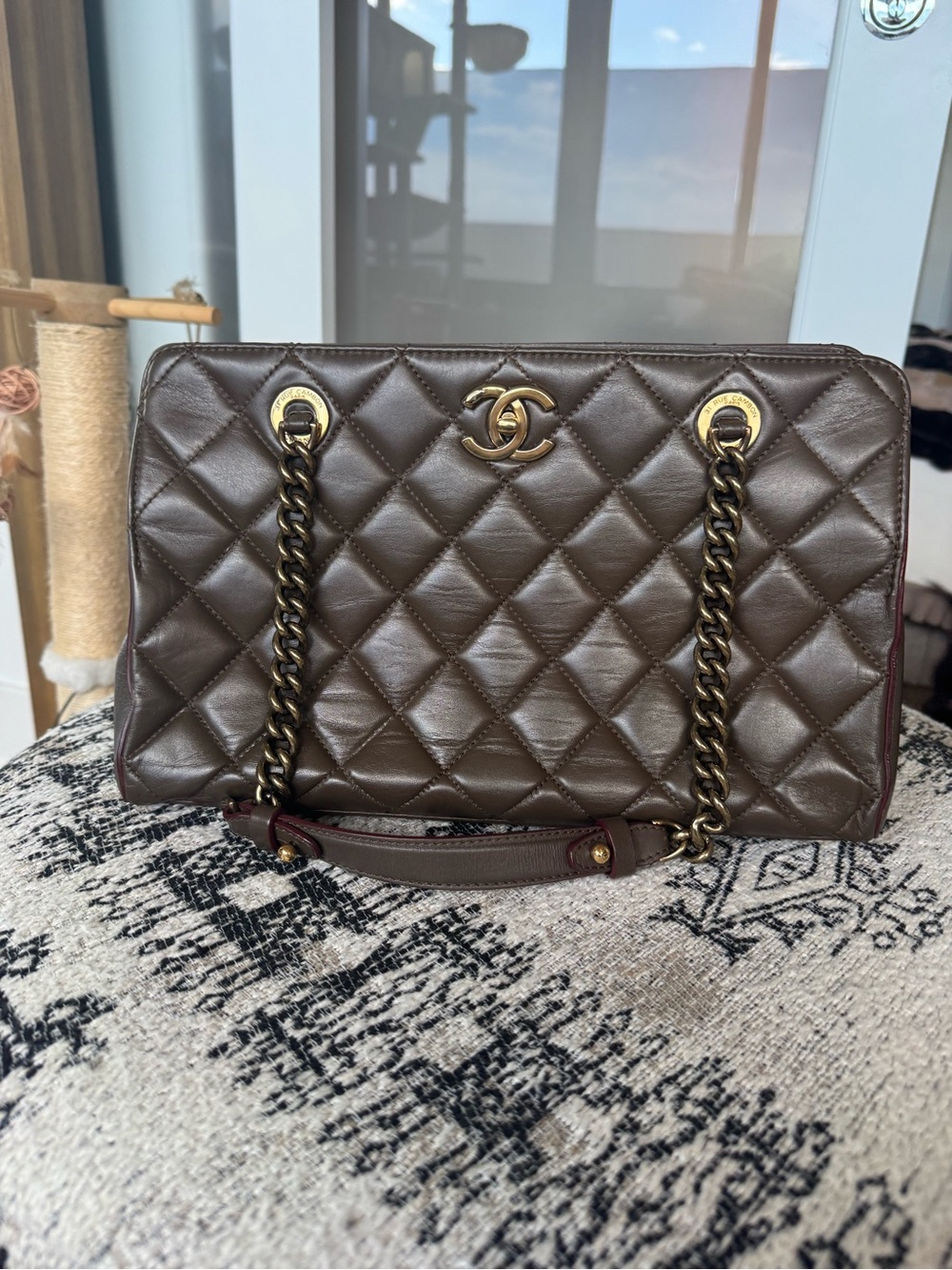 CHANEL Quilted Calfskin Leather Perfect Edge Tote with Gold Hardware